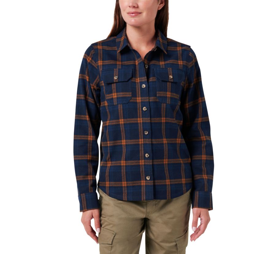 Womens Lucky Brand Workwear Long Sleeve Canyon Yarn Dyed Plaid Flannel Workshirt