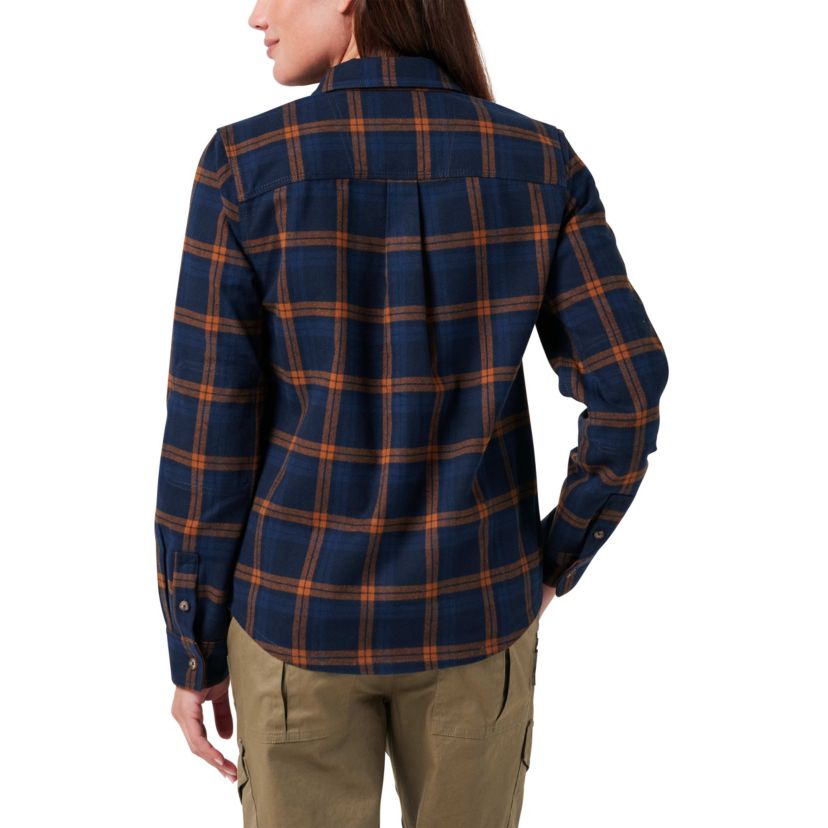 Womens Lucky Brand Workwear Long Sleeve Canyon Yarn Dyed Plaid Flannel Workshirt