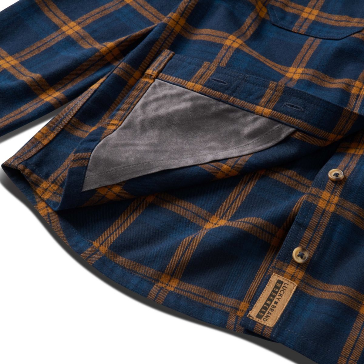 Womens Lucky Brand Workwear Long Sleeve Canyon Yarn Dyed Plaid Flannel Workshirt