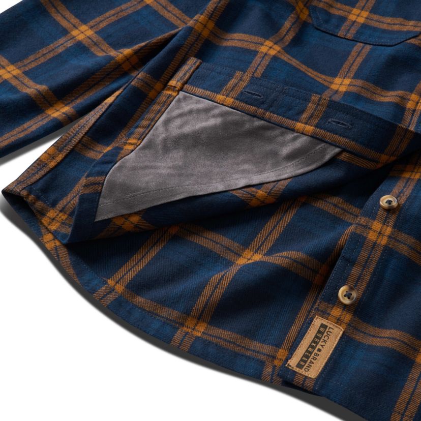 Womens Lucky Brand Workwear Long Sleeve Canyon Yarn Dyed Plaid Flannel Workshirt