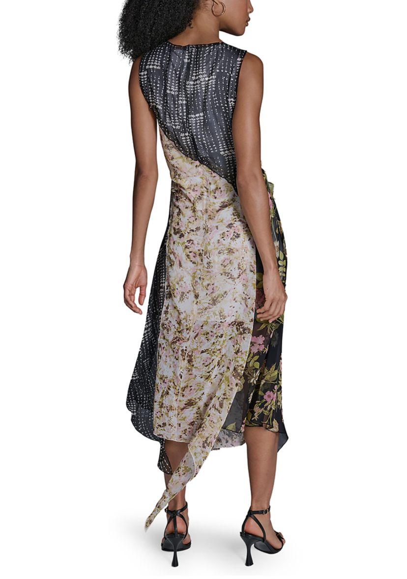 BCBG Women's Cap Sleeve Mixed Floral Ruffle Maxi Dress | Belk