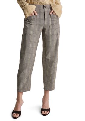 BCBG Women's Glenplaid Barrel Leg Pants