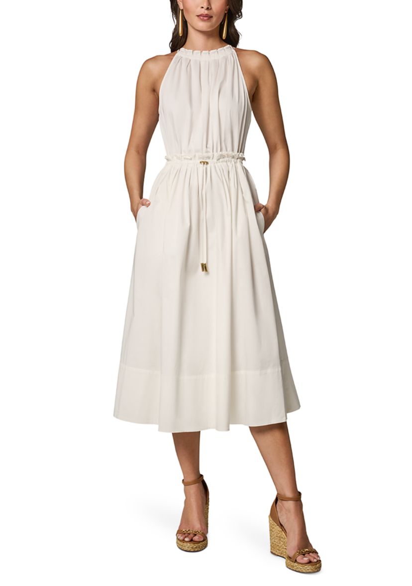 donna karan halter dress Printed Wrap Effect Midi | Fit and Flare line Halter Dress Donna Karan Women's Satin Midi