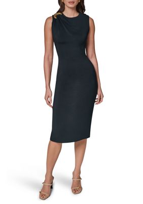 Donna Karan New York Women's Sleeveless Jewel Neck Sheath Dress, Black, 6