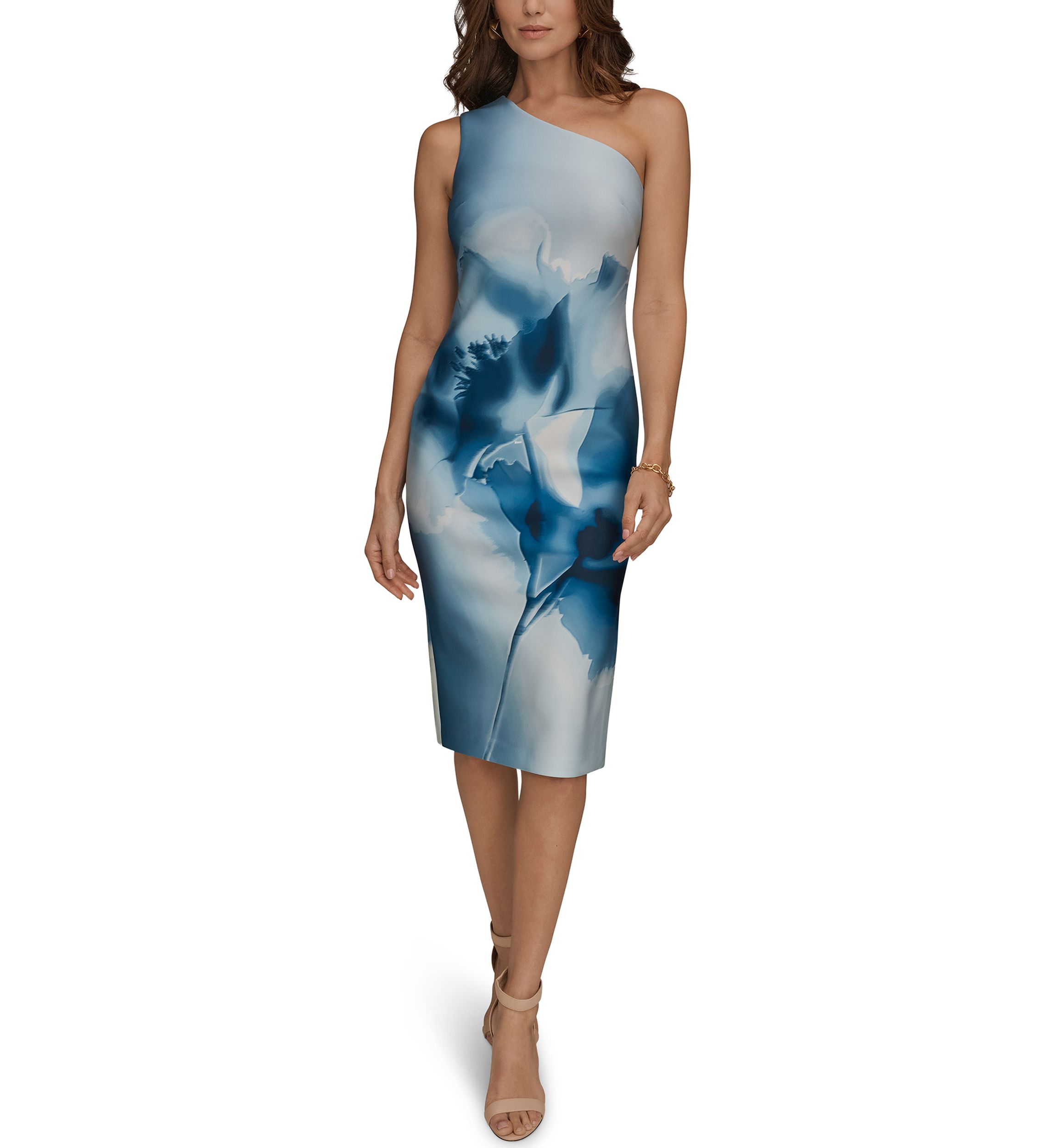 donna karan floral midi dress Donna Karan Wm Poly Dress - Pink - Size 4