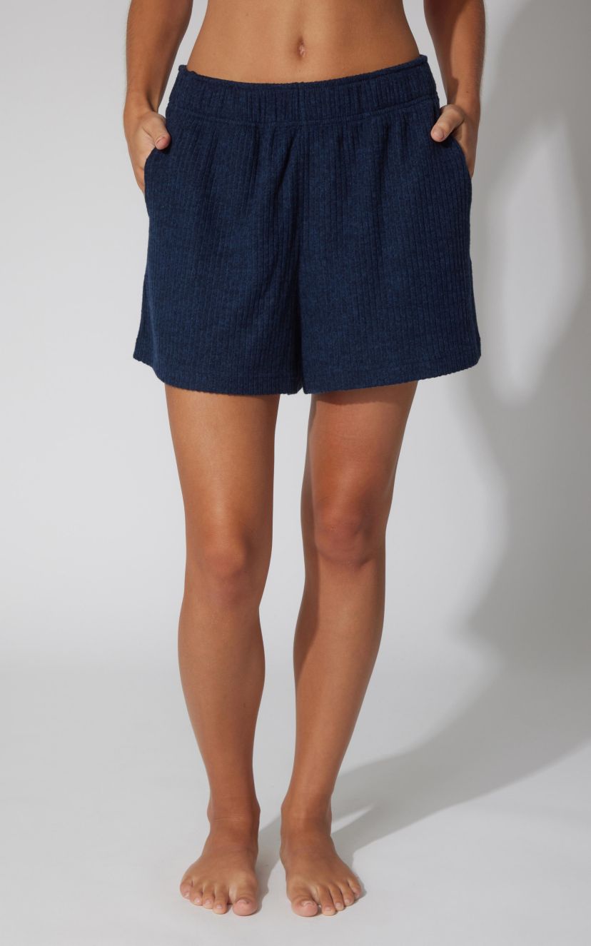 Ribbed Knit Wide Leg Lounge Short