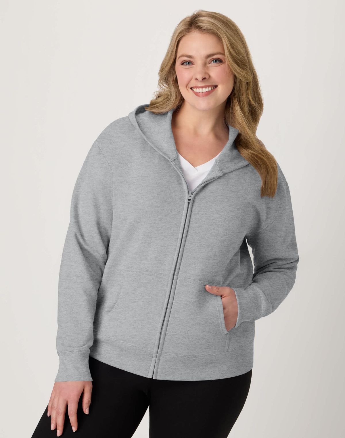 Hanes EcoSmart Womens Full-Zip Fleece Hoodie