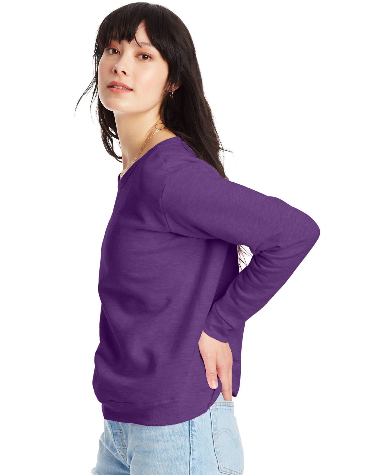 Hanes EcoSmart Womens Fleece Sweatshirt, V-Notch