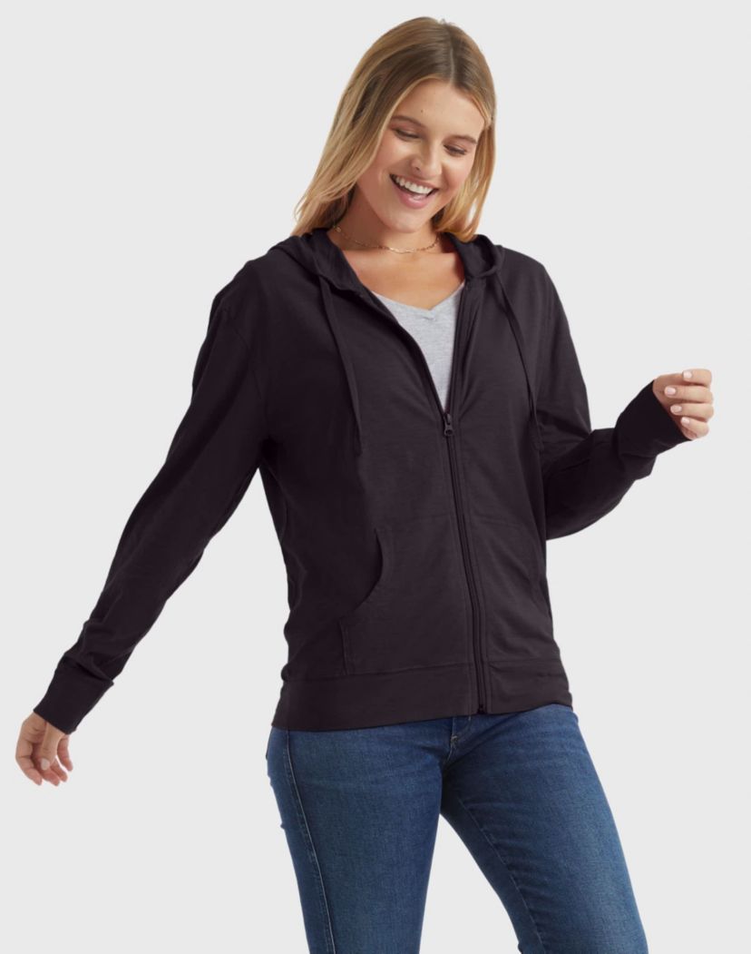 Womens Slub Jersey Full Zip Hoodie