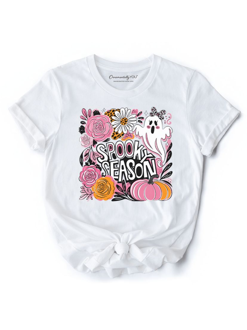 Boho Spooky Season Ghost T-Shirt, Cute Halloween Tee