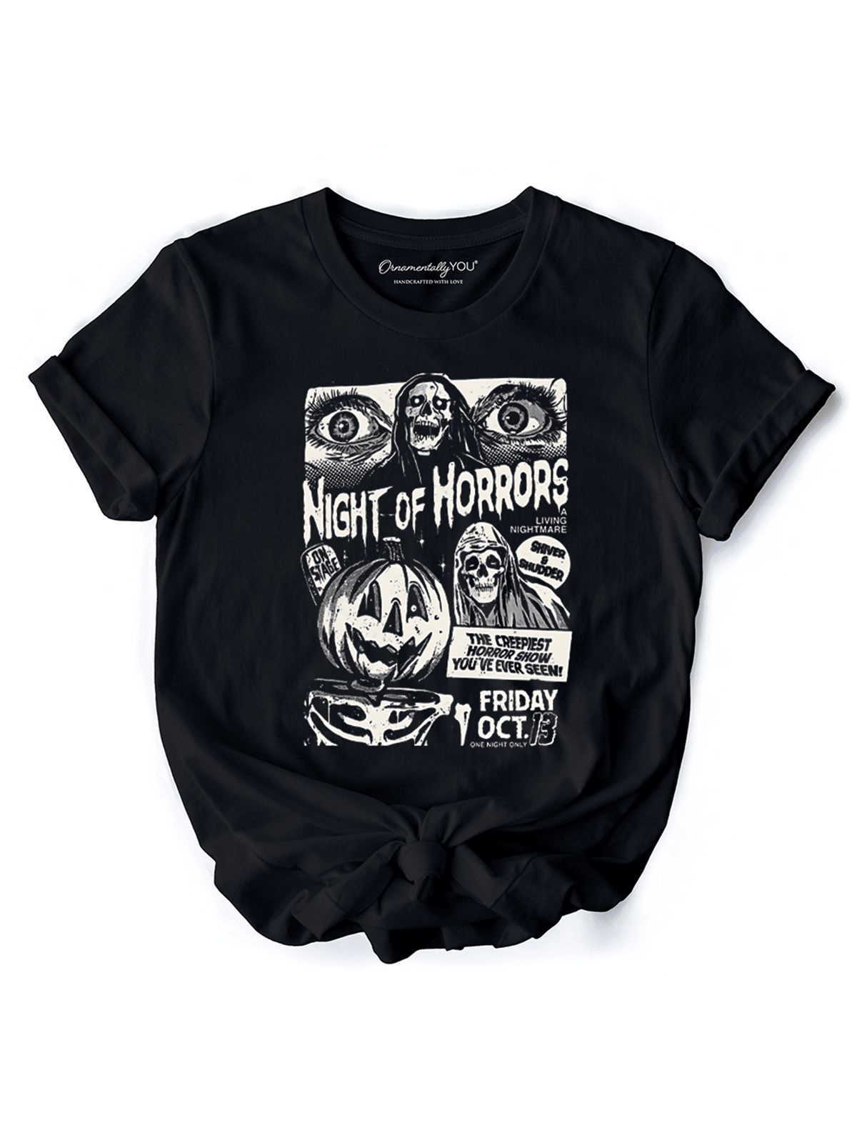 Night of Horrors Retro Halloween T-Shirt, Vintage Style Tee