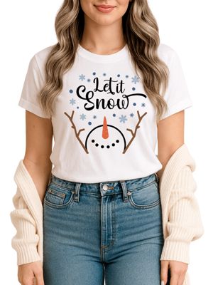 OrnamentallyYou Women's Let It Snow Snowman TâShirt for Holiday Season, White, 3XL