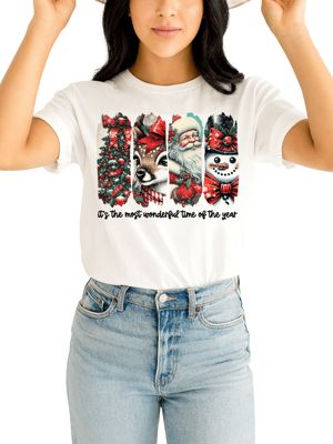 OrnamentallyYou Women's It's Most Wonderful Time Of The Year Vintage Christmas Tee