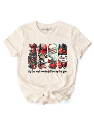 OrnamentallyYou Women's It's Most Wonderful Time Of The Year Vintage Christmas Tee, XL
