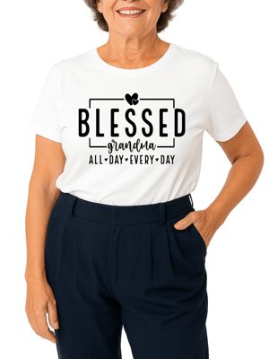 OrnamentallyYou Women's Blessed Grandma Tee for Faithful Grandmothers, White, XS