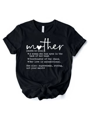 OrnamentallyYou Women's Funny Mom Definition T-Shirt for Strong and Real Mothers, Black, 3XL