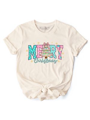 OrnamentallyYou Women's Merry Christmas Coquette Tree Preppy Retro Holiday Gift Tee, 2XL