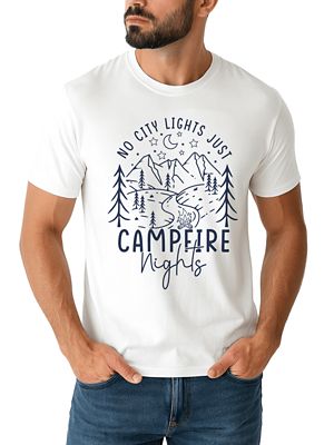 OrnamentallyYou Men's No City Lights Just Campfire Nights Tee for Stargazing Campers