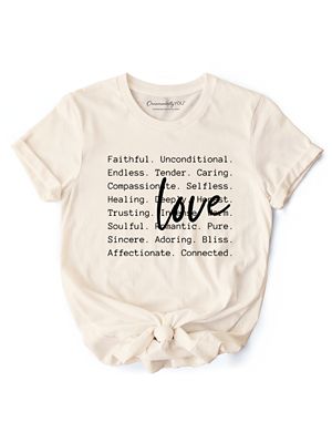OrnamentallyYou Women's Love Definition Words T-Shirt, Minimalist Valentine Inspirational Love Tee, Small