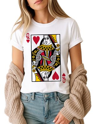 OrnamentallyYou Women's Queen of Hearts Card, Classic Retro Love Valentine Tee