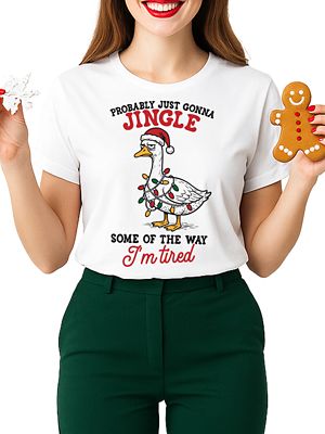 OrnamentallyYou Women's Tired Sarcastic Christmas Goose Funny Holiday Humor Tee