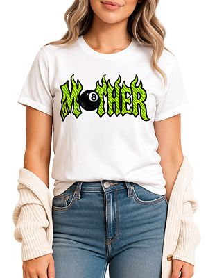OrnamentallyYou Women's Retro Magic 8 Ball Cool Mama Mother's Day Tee, White, 3XL