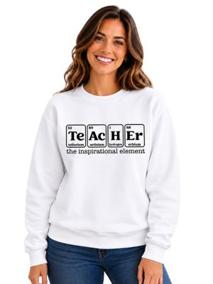 OrnamentallyYou Teacher Inspirational Element Periodic Table Sweatshirt, White, 3XL