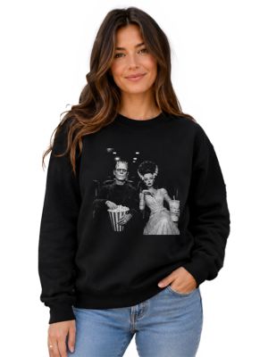 OrnamentallyYou Women's Frankenstein Movie Date Night Vintage Horror Sweatshirt, Black, 3XL