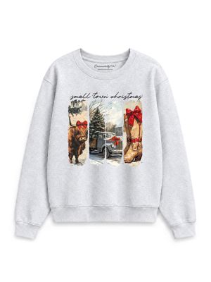 OrnamentallyYou Women's Small Town Christmas Highland Cow Western Holiday Sweatshirt, XXL