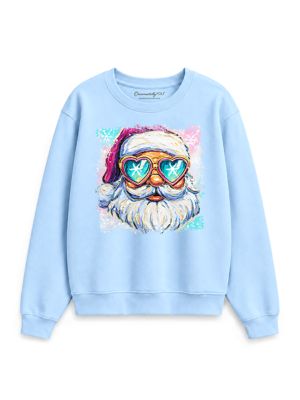 OrnamentallyYou Women's Merry Christmas Santa Sunglasses Retro Holiday Sweatshirt