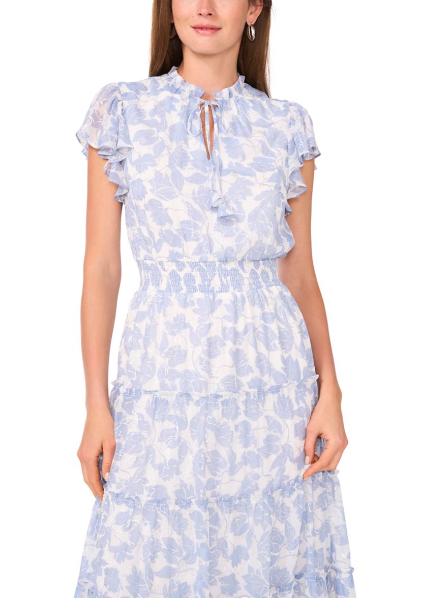 MSK Petite Short Sleeve Smocked Waist Tie Dress | Belk