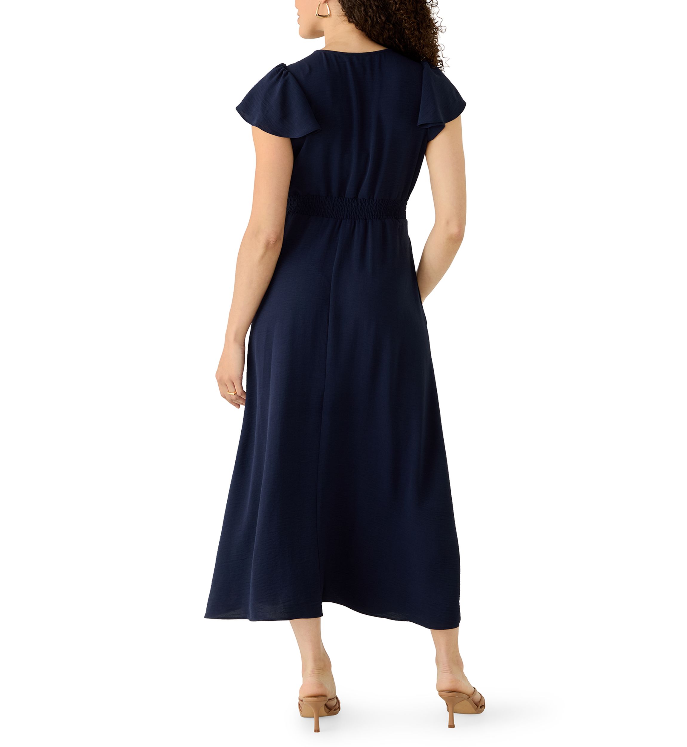 petite wrap dress Petite Emery Long Satin Long Sleeve Collared Dress Olive / 8P