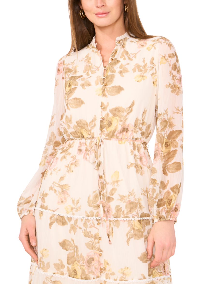 MSK Petite Long Sleeve Tiered Ruffle Maxi Dress | Belk