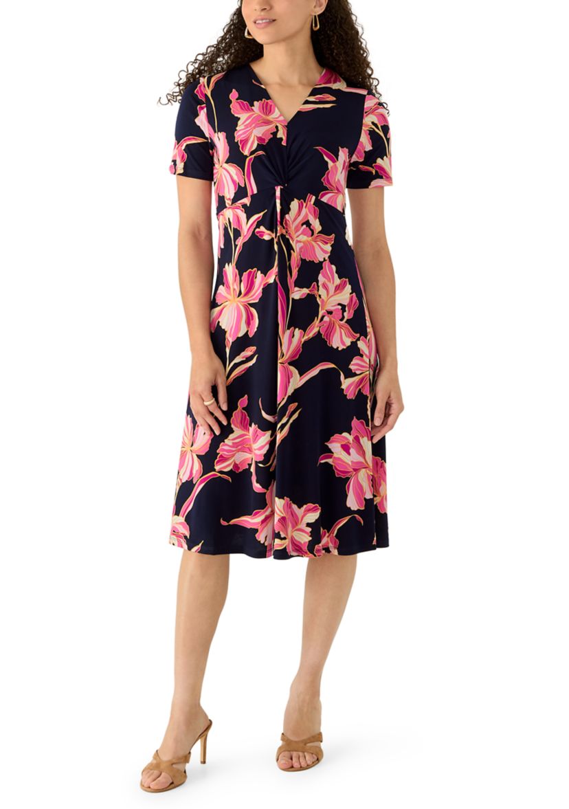 ruffle smocked midi dress Smocked Midi Dress W/Front Tie - Pinch
