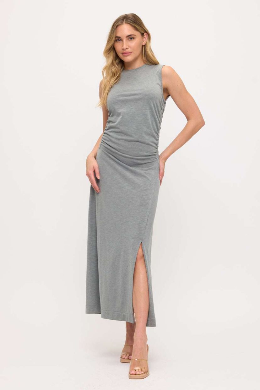 semi formal not dress Drawstring Side Ruched Solid Dress – Riah Fashion main image 0