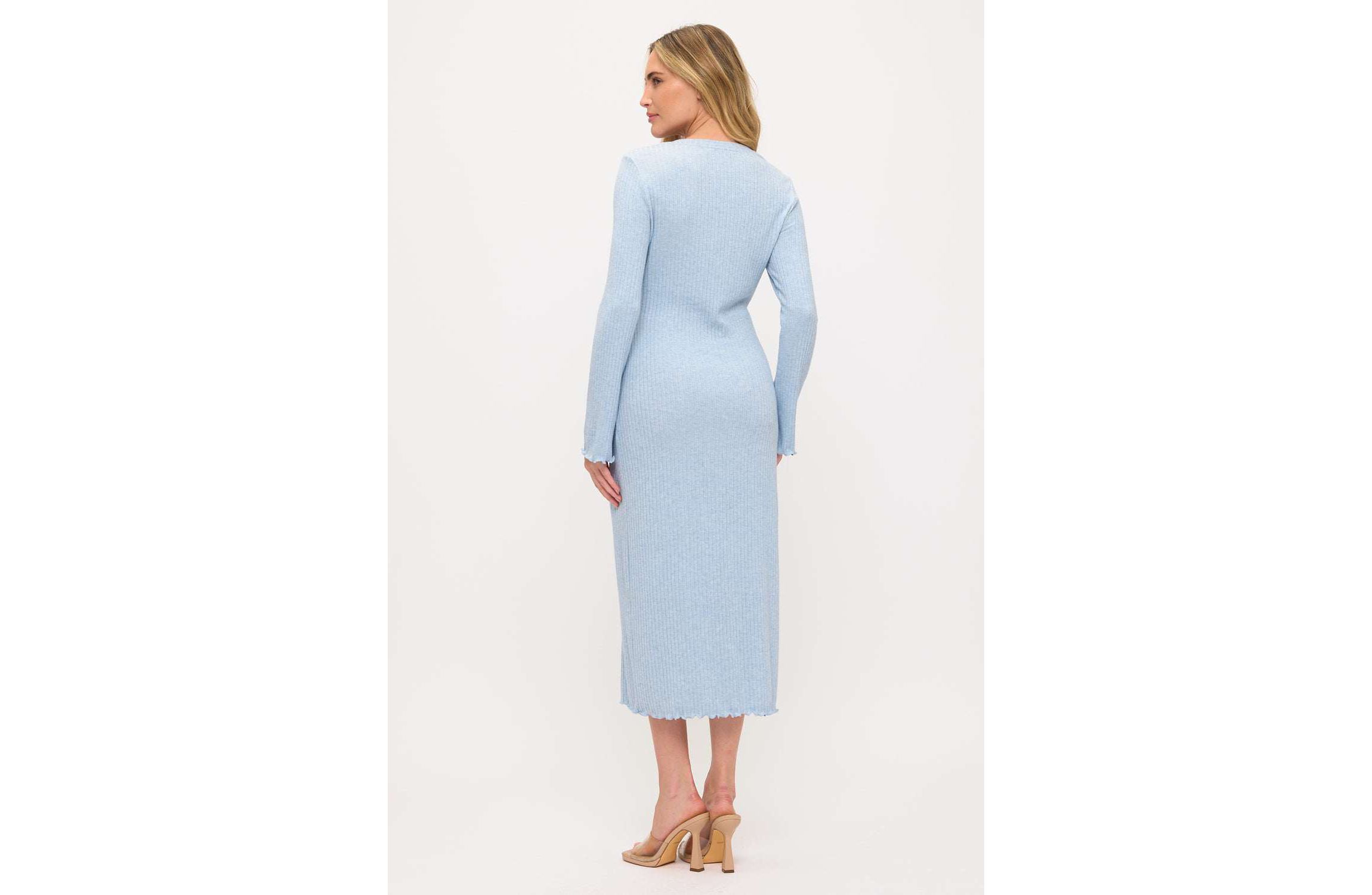 tie waist rib knit midi dress Tie Waist Knit Midi Dress
