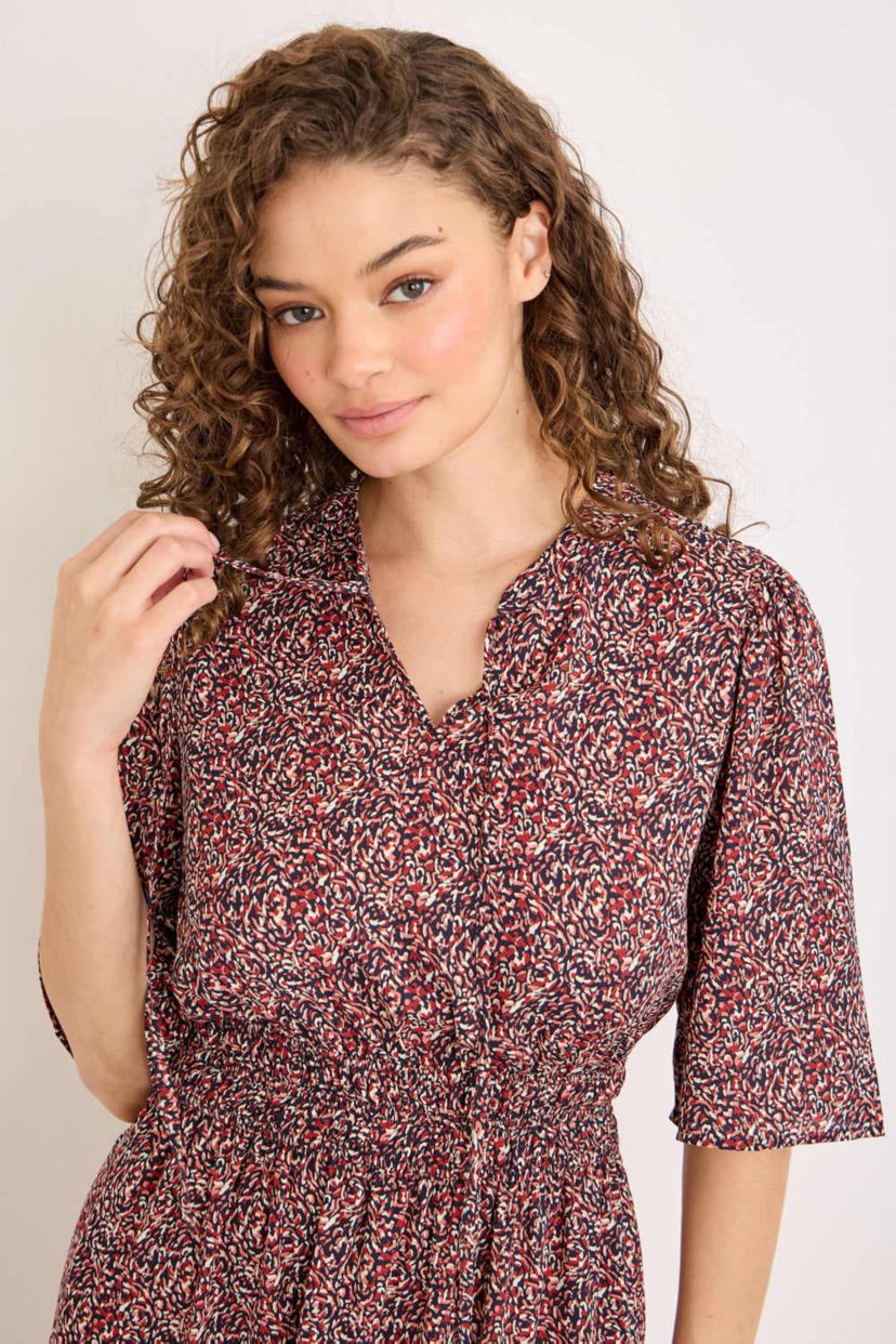 Smocked Waist Flutter Sleeve Midi Dress