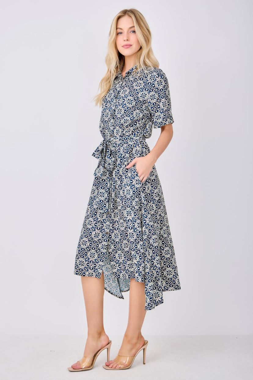 fitted shirt midi dress Quick Responses Blue T-shirt Midi Dress, Small - The Mint Julep Boutique main image 1