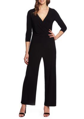 CHAUS 3/4 Sleeve Wrap Jumpsuit | belk