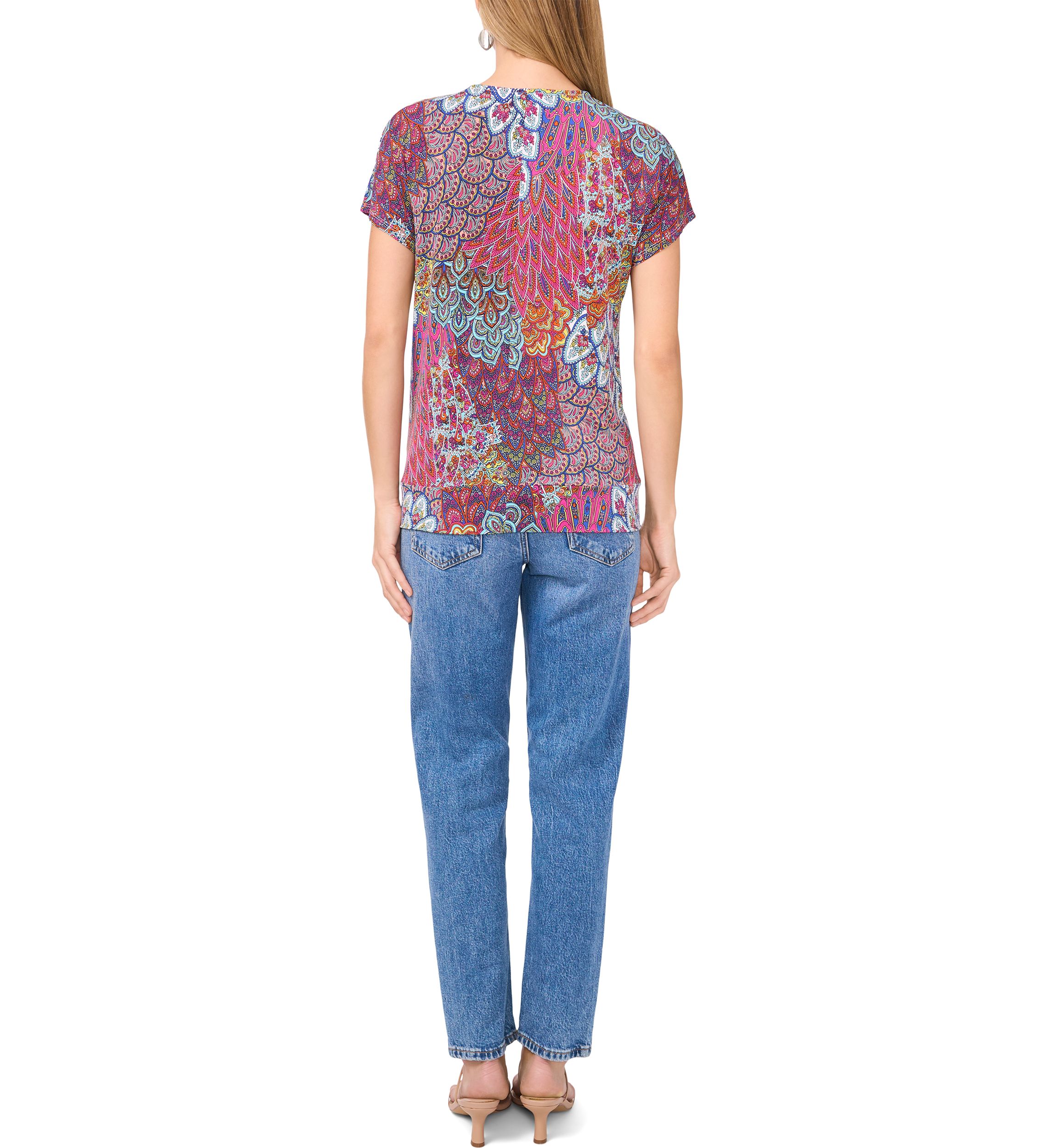 Womens Short Sleeve Zip Front Tie Hem Top 