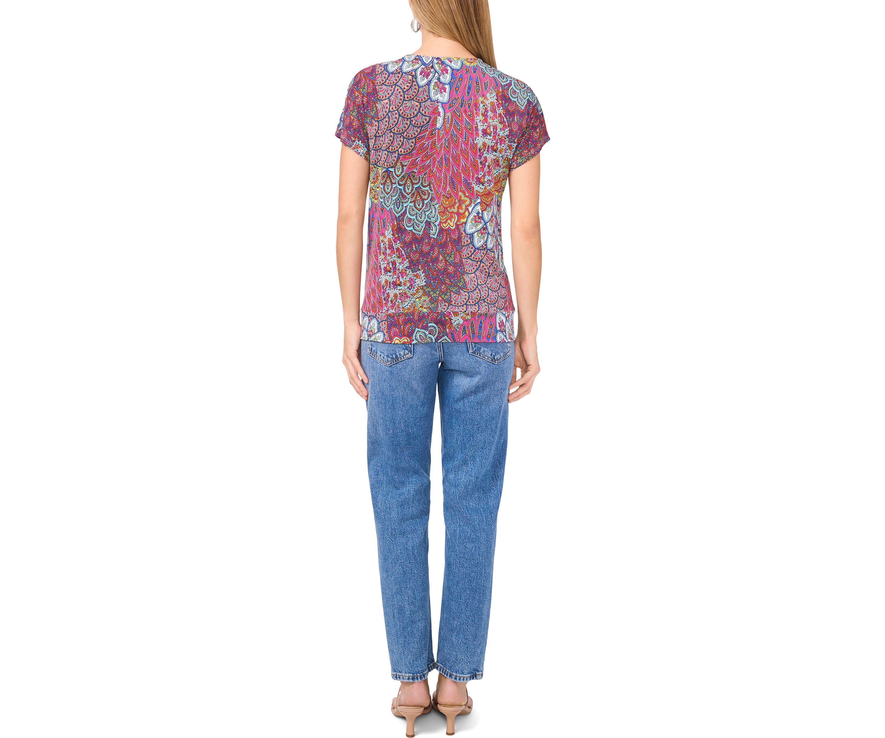 Womens Short Sleeve Zip Front Tie Hem Top 