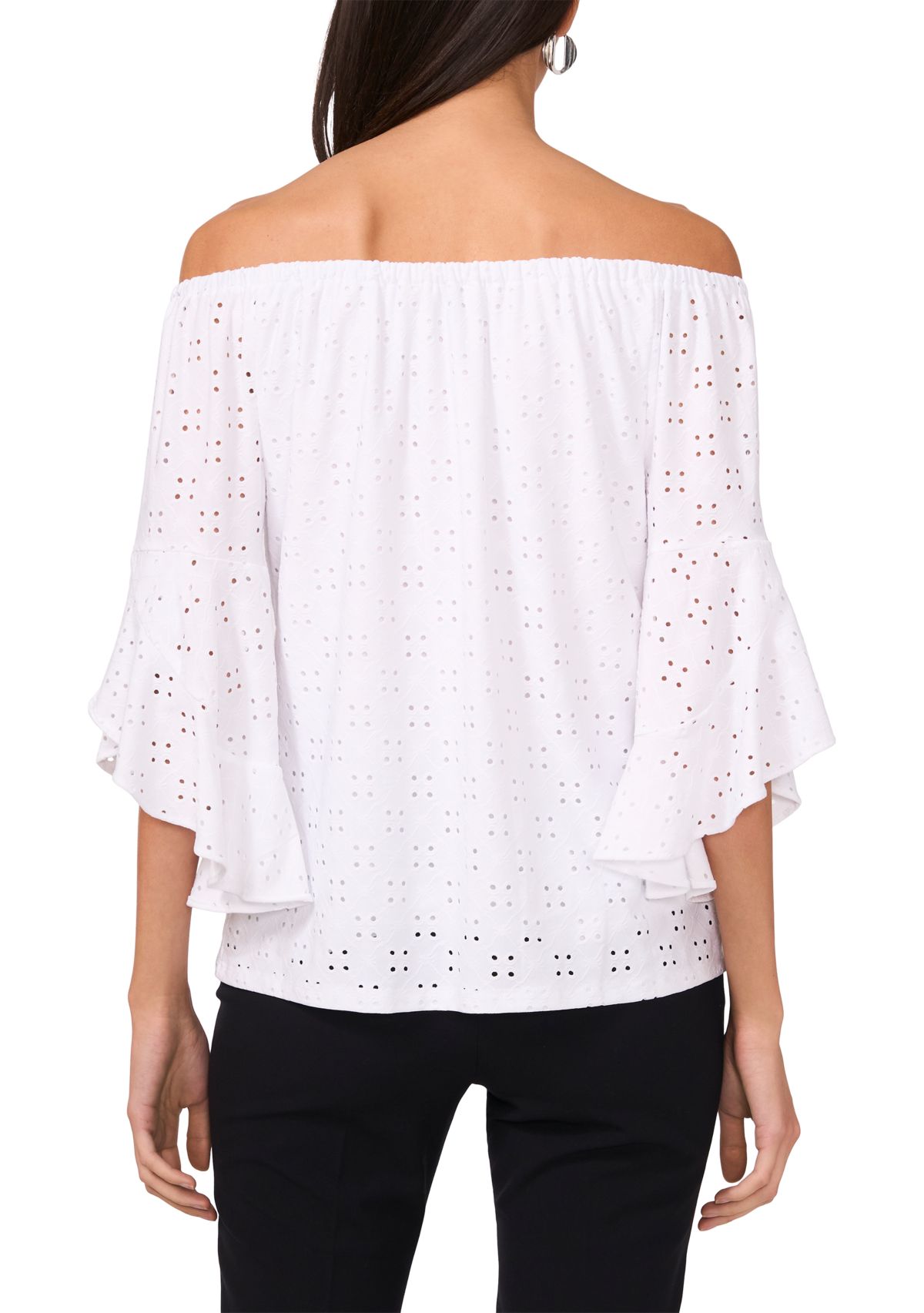 Womens Eyelet Off-the-Shoulder Top