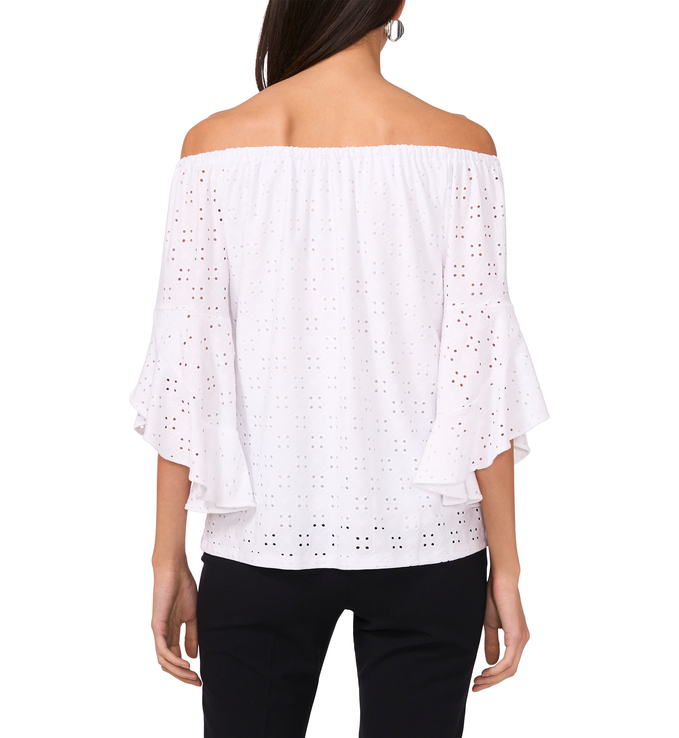 Womens Eyelet Off-the-Shoulder Top