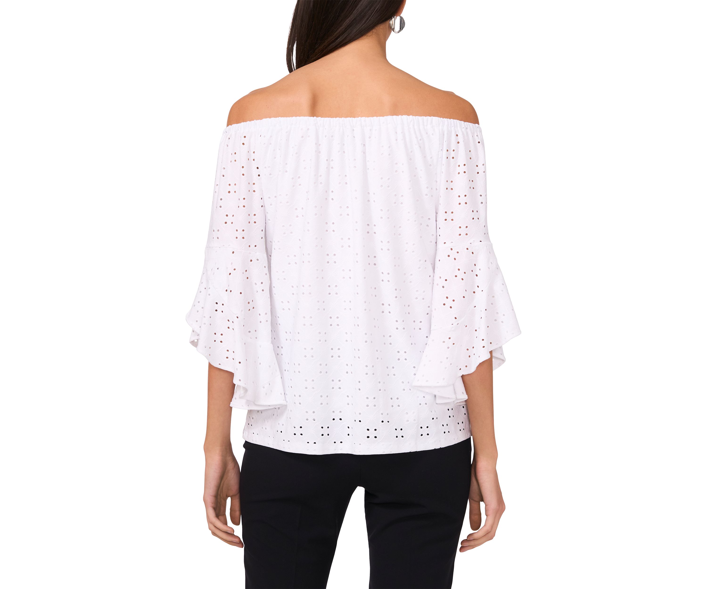 Womens Eyelet Off-the-Shoulder Top