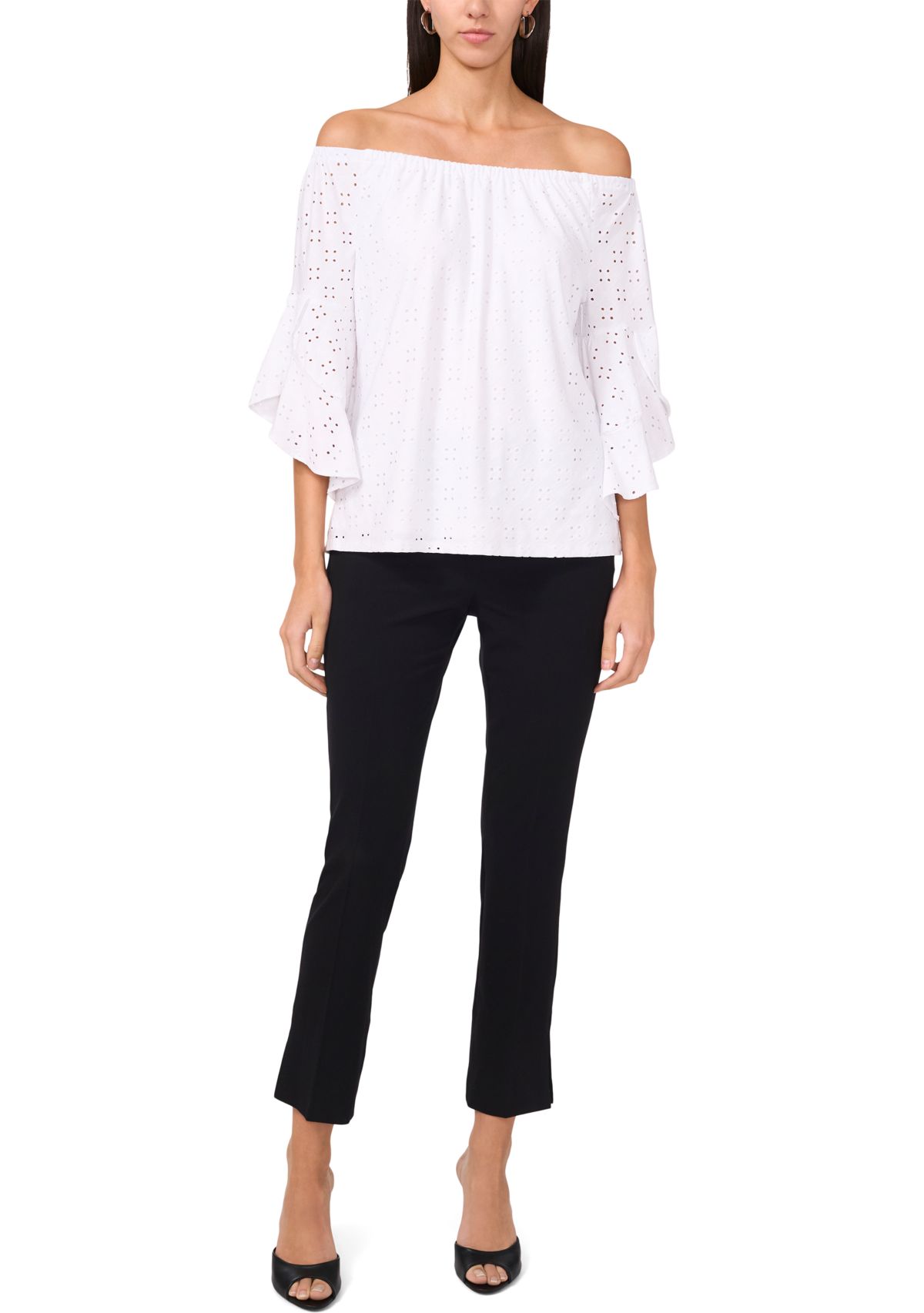 Womens Eyelet Off-the-Shoulder Top