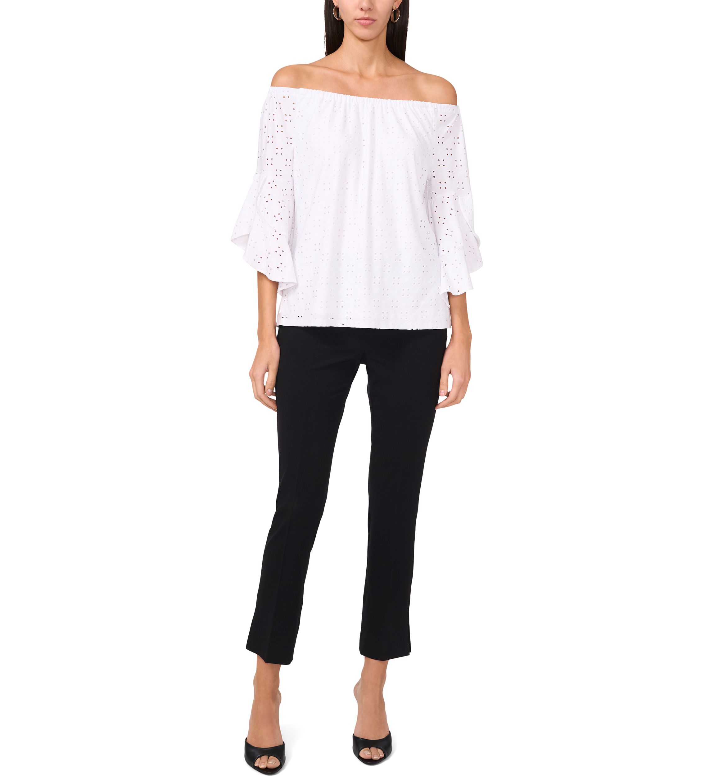 Womens Eyelet Off-the-Shoulder Top
