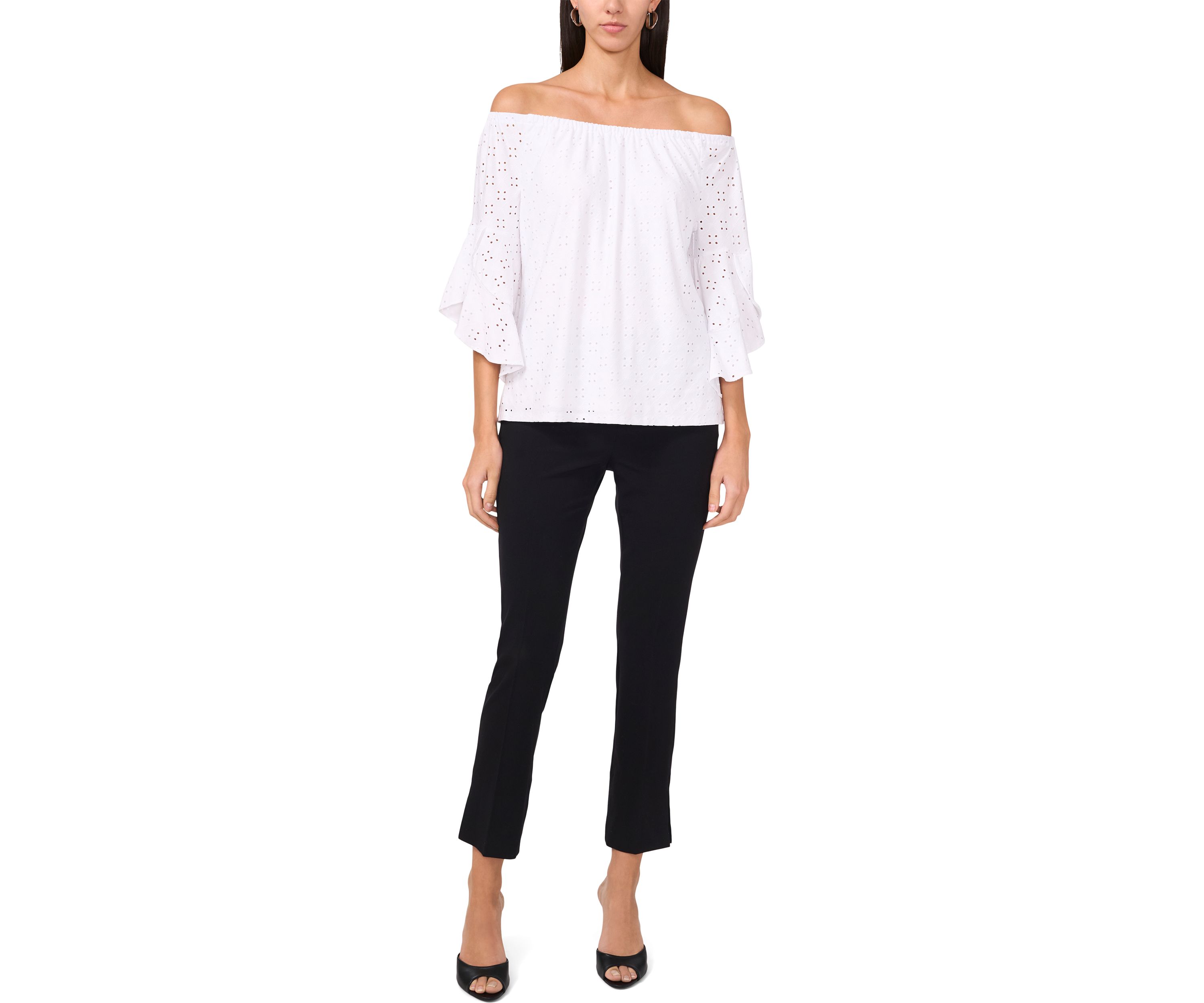 Womens Eyelet Off-the-Shoulder Top