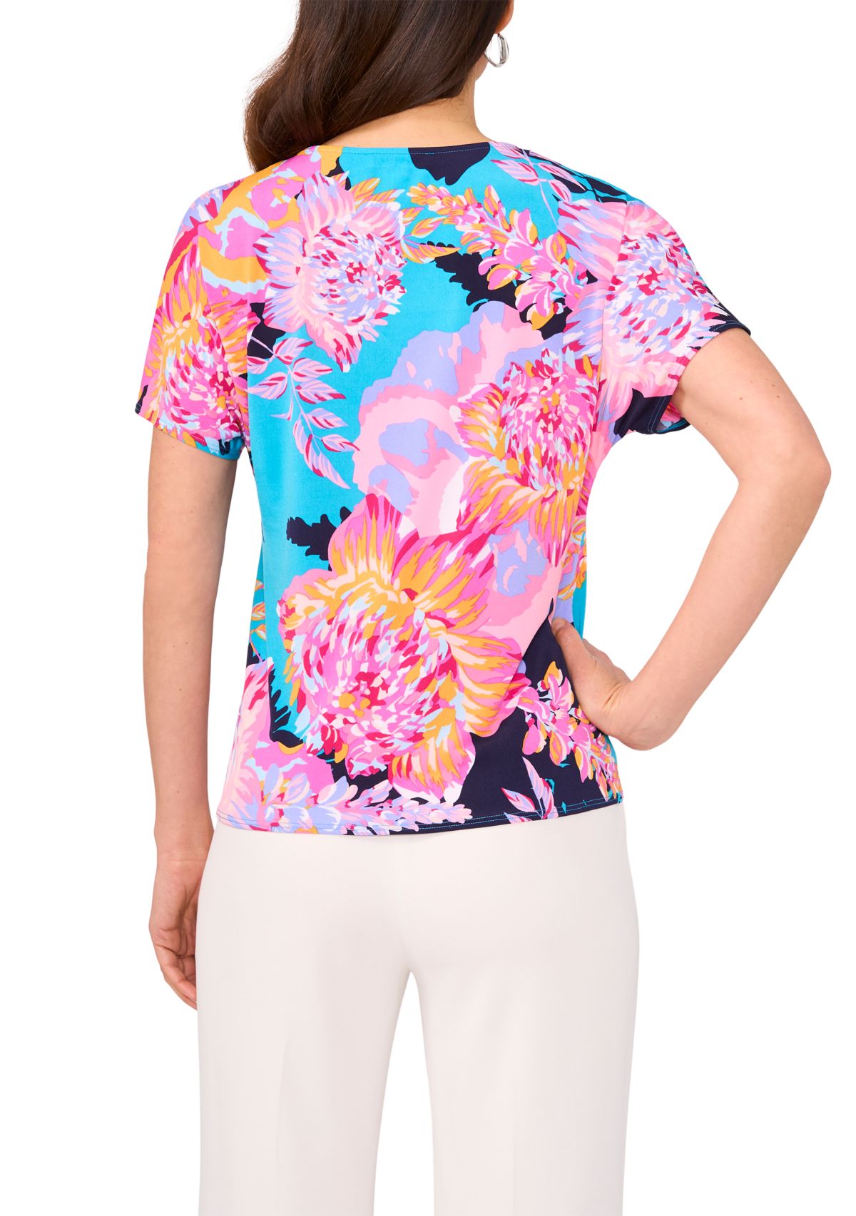 Womens Short Sleeve Tie Front Top