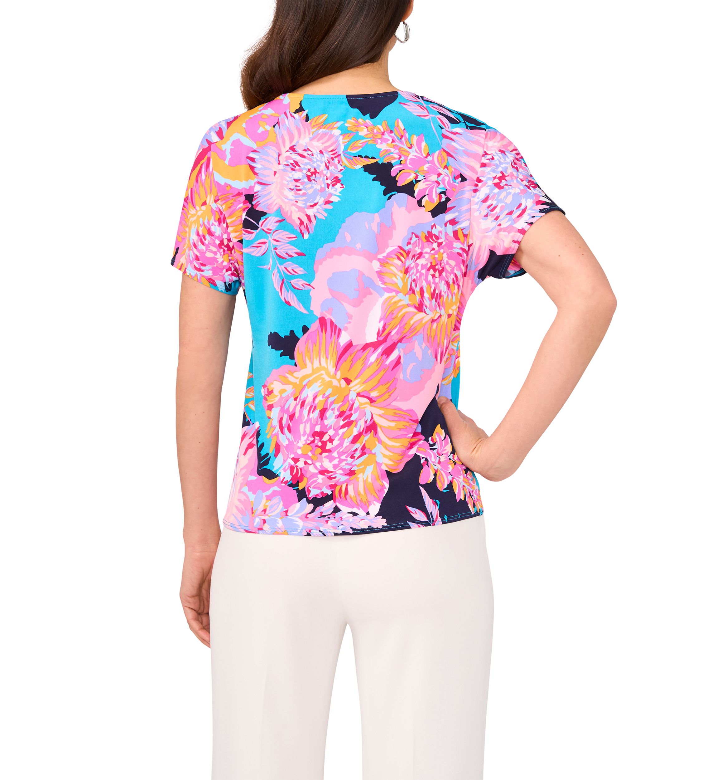 Womens Short Sleeve Tie Front Top