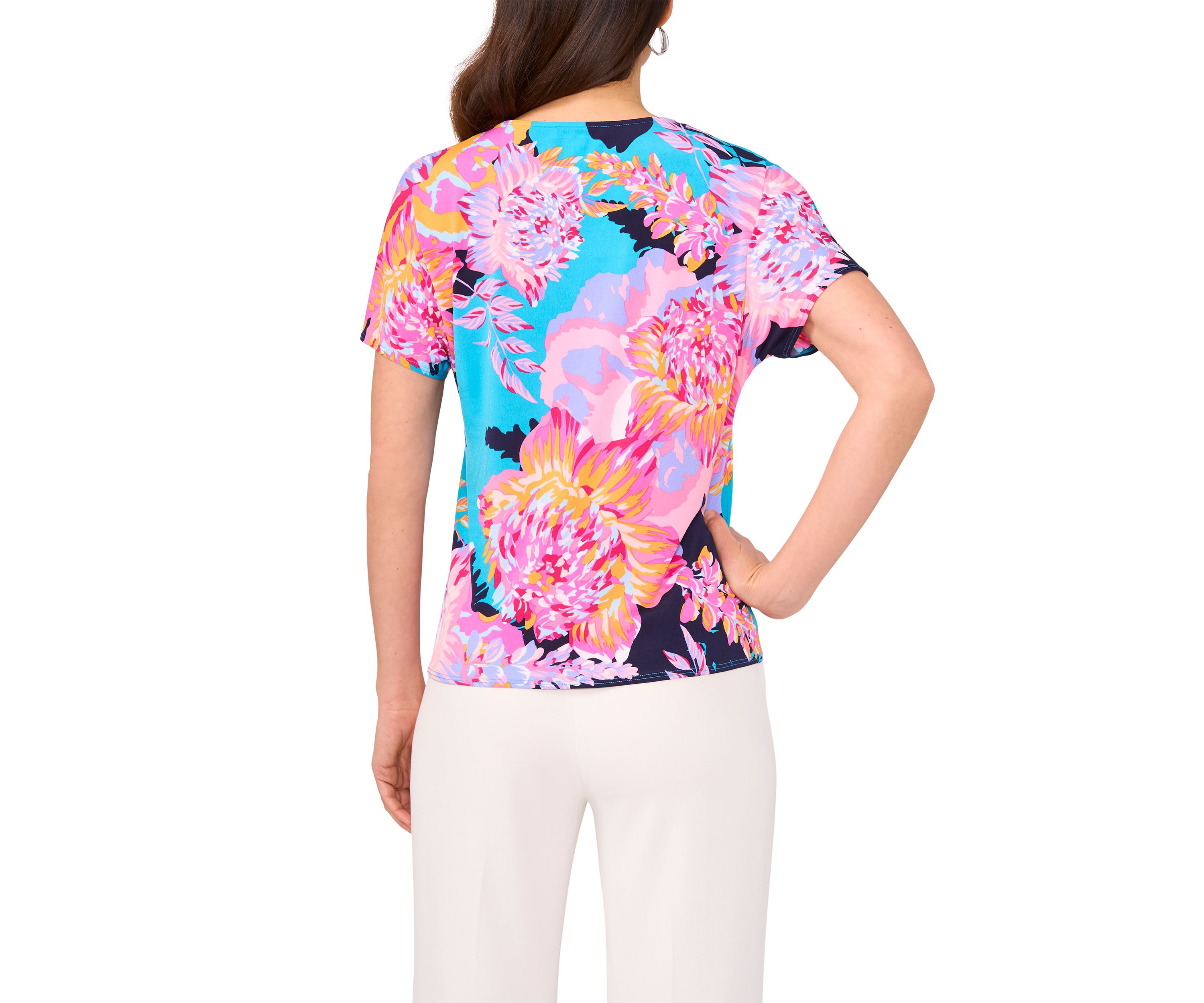 Womens Short Sleeve Tie Front Top
